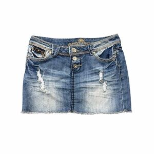 Almost Famous Y2K Low Rise Button Fly Denim Mini Skirt Size 1